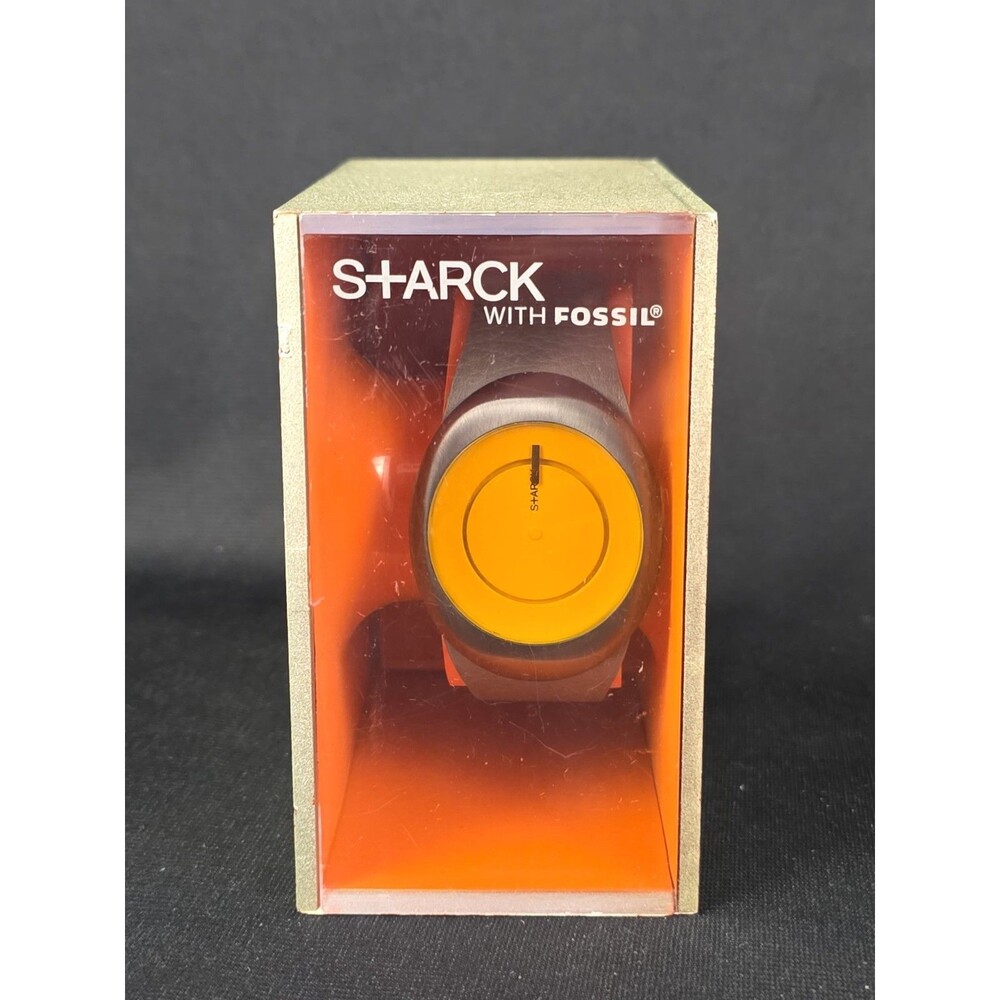 Philippe Starck Round Digital Wristwatch Orange Men PH6002 Needs New Battery